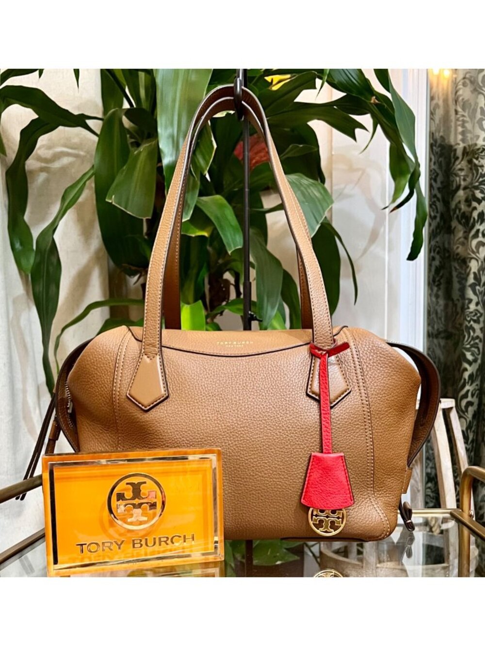 AUTHENTIC TORY BURCH TAN PERRY SATCHEL HANDBAG